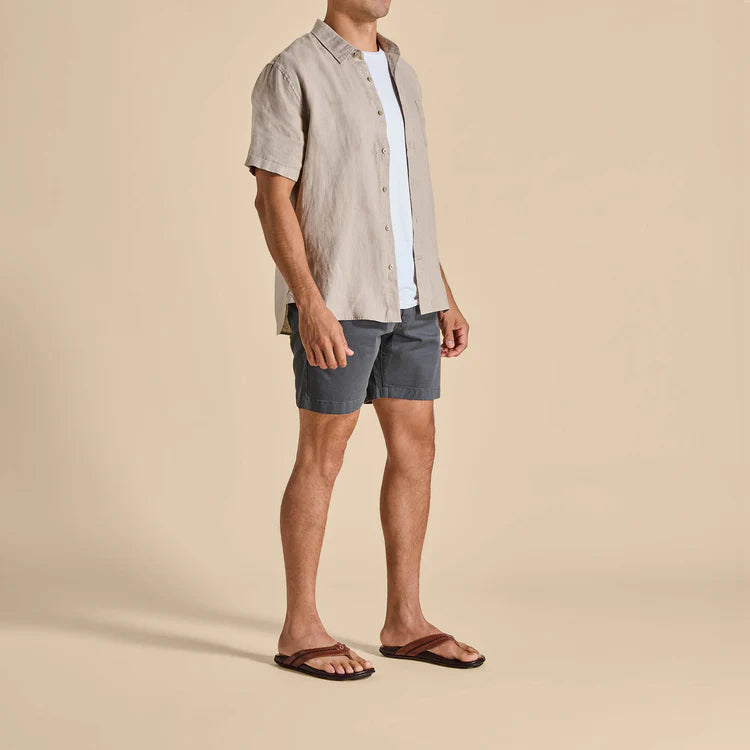 OluKai Mens Mea Ola Leather Beach Sandal - Tan|Dark Java