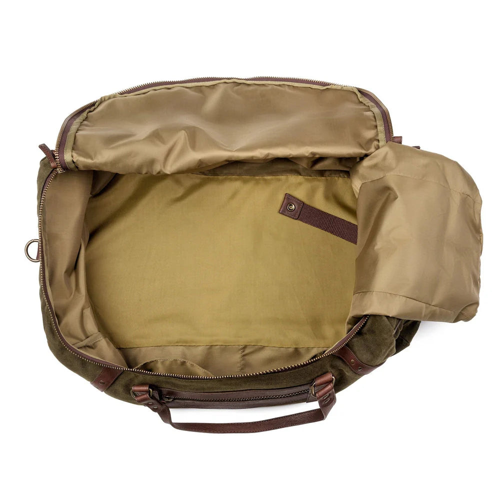 Mission Mercantile Campaign Waxed Canvas Large Duffle Bag - Smoke Forest