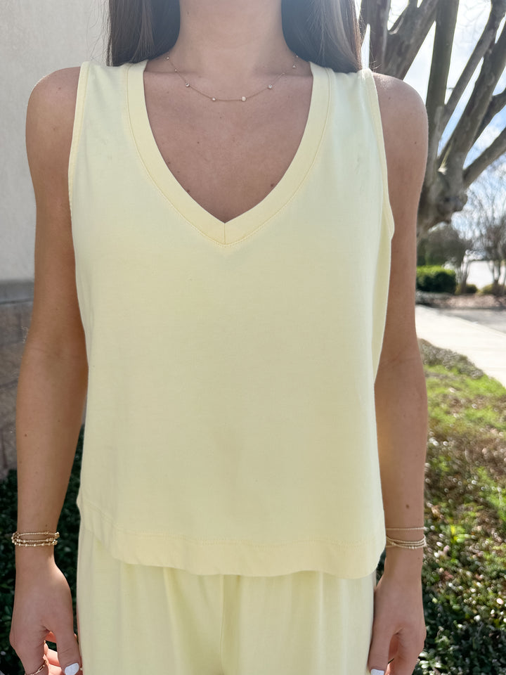 Sloane V-Neck Top - Lemon Citrus