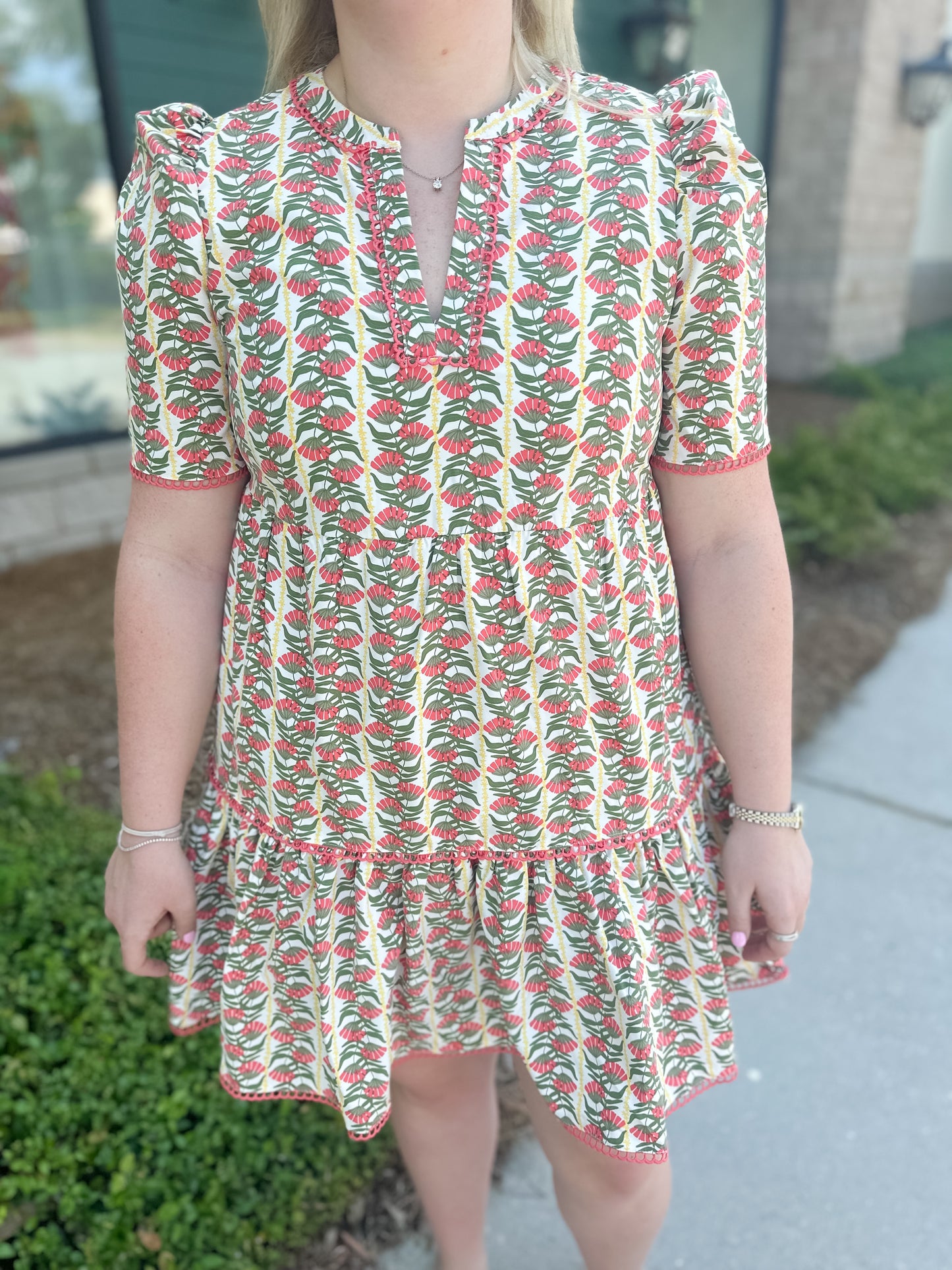 Adelyn Dress - Honey Vines Coral