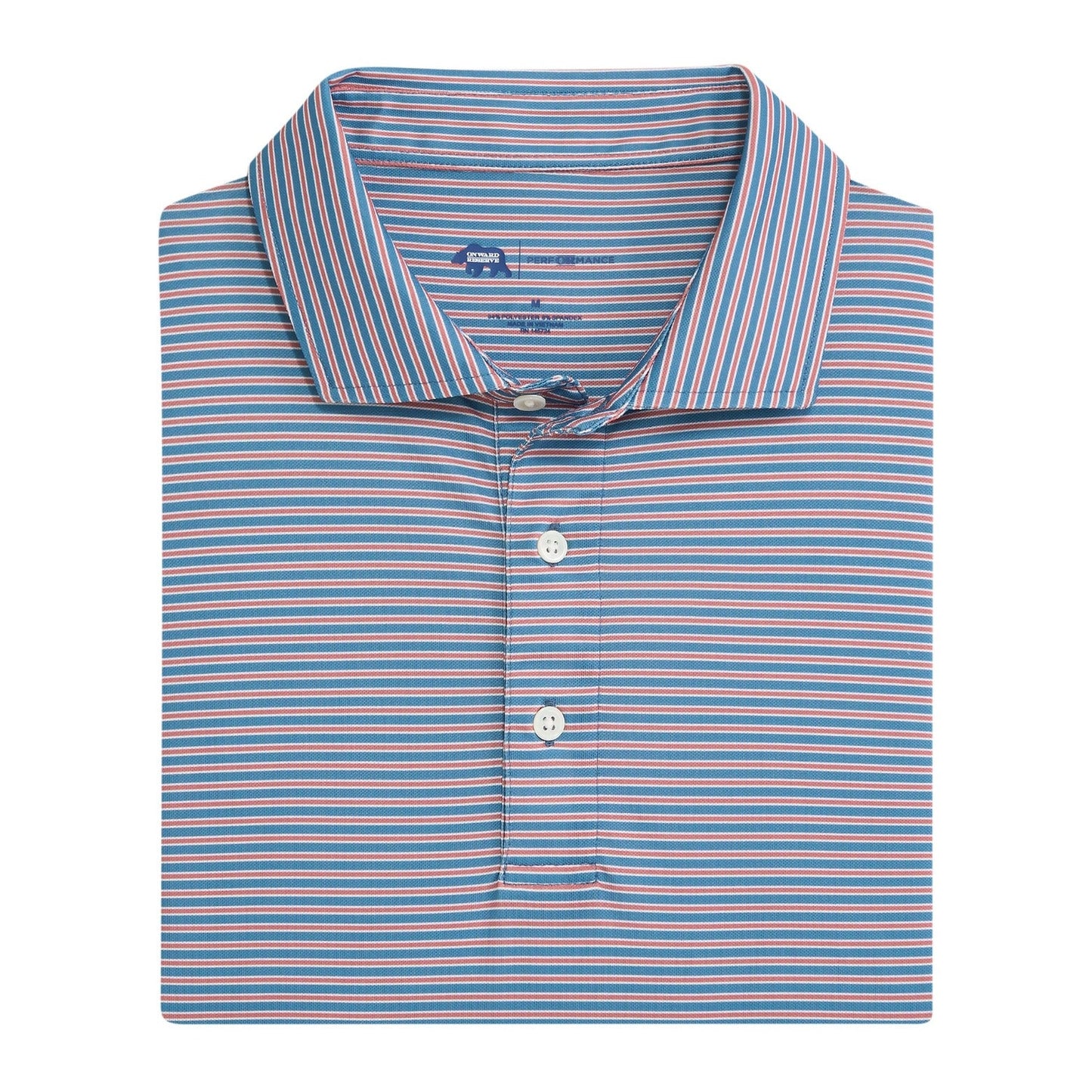 Onward Reserve Trophy Stripe Performance Pique Polo - Captains Blue