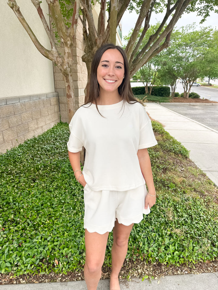 Maxine Crop Tee - Pearl