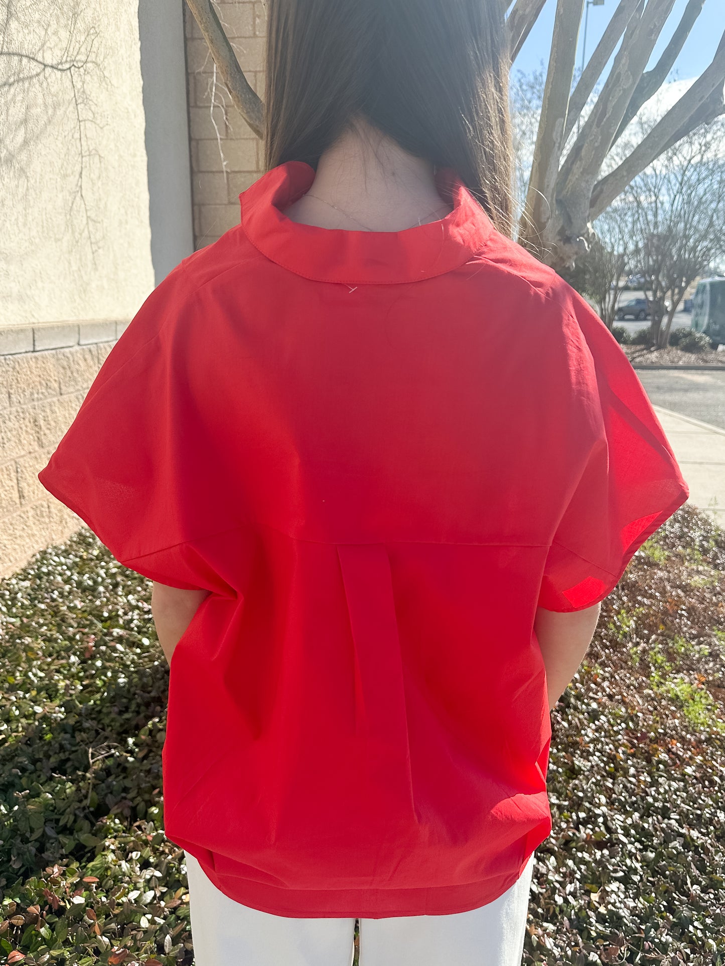 Helen Signature Collar Top - Red