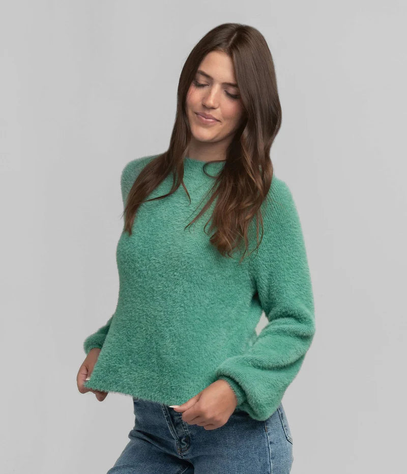 SSCO Women’s Feather Knit Mockneck Sweater - Aloe