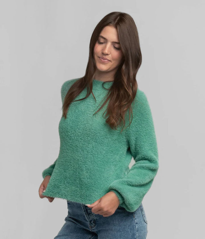 SSCO Women’s Feather Knit Mockneck Sweater - Aloe