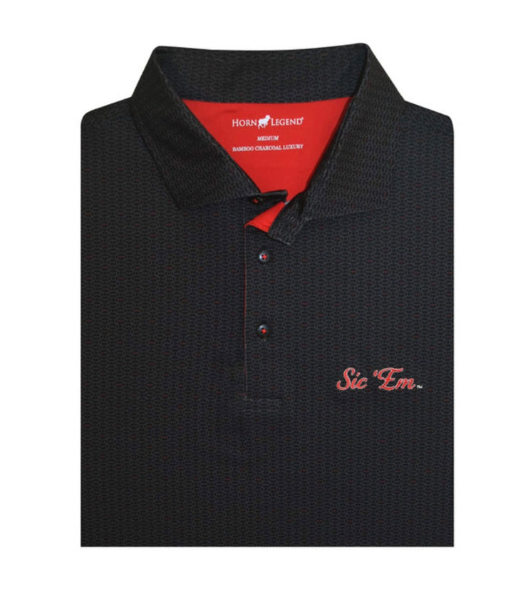 Horn Legend UGA Sic 'Em Script Spiral Polo - Black