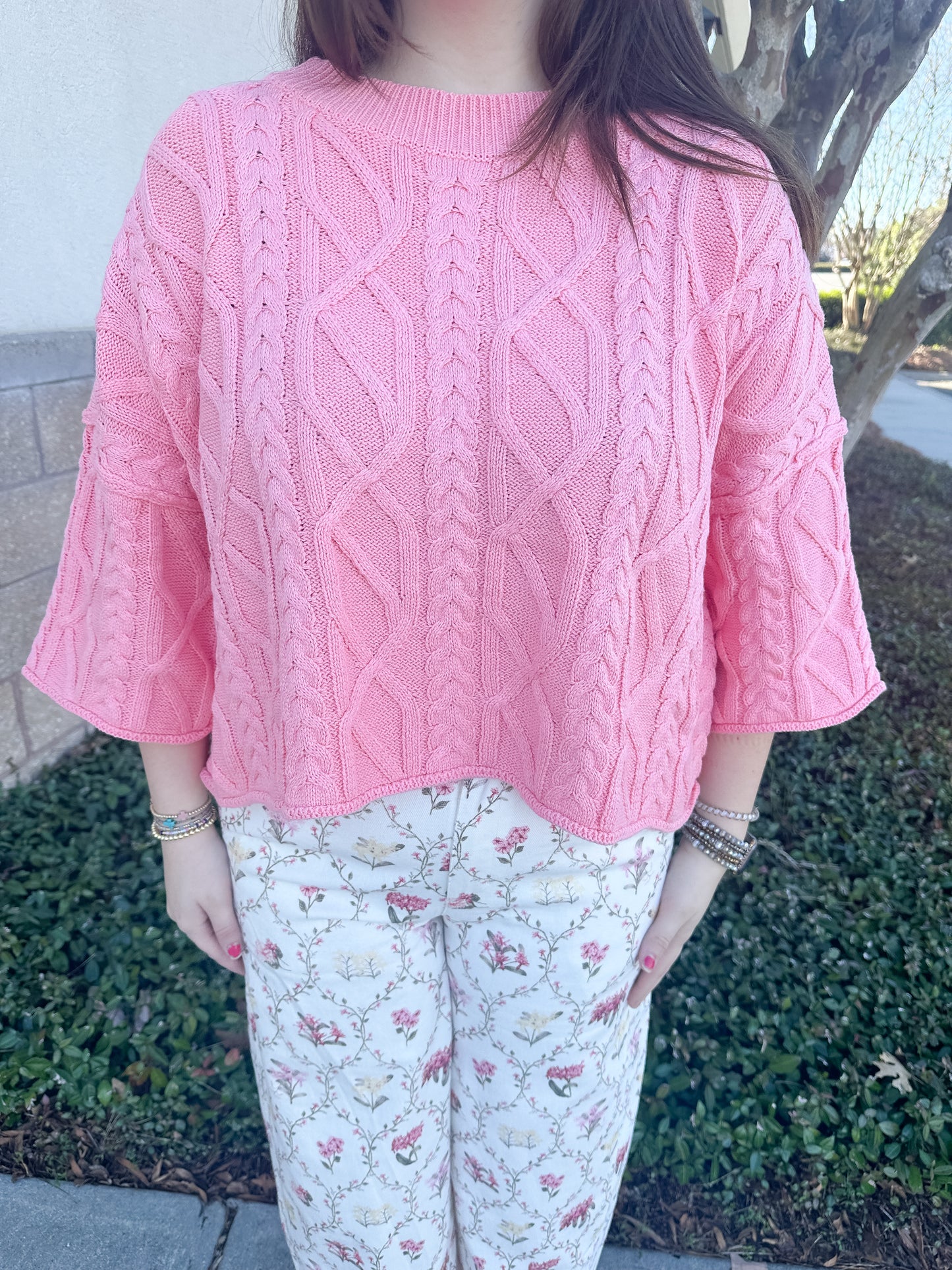 Karlen Sweater Top - Coral Pink