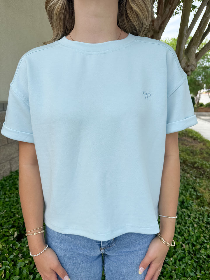 Maxine Crop Tee - Robins Egg Blue