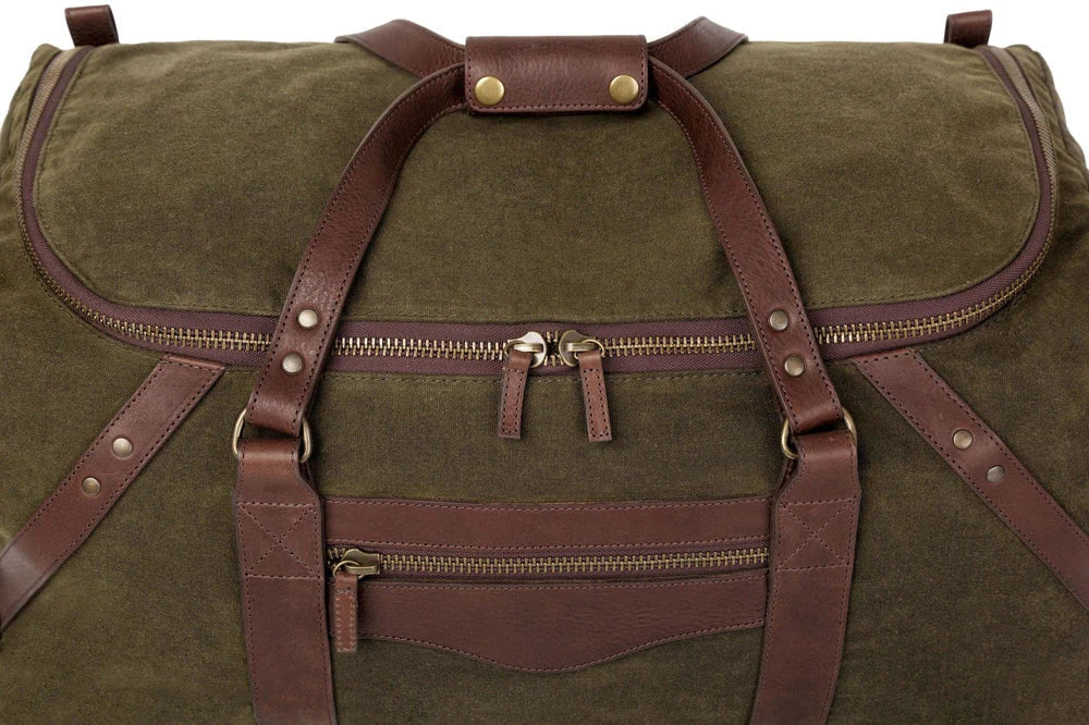 Mission Mercantile Campaign Waxed Canvas Large Duffle Bag - Smoke Forest
