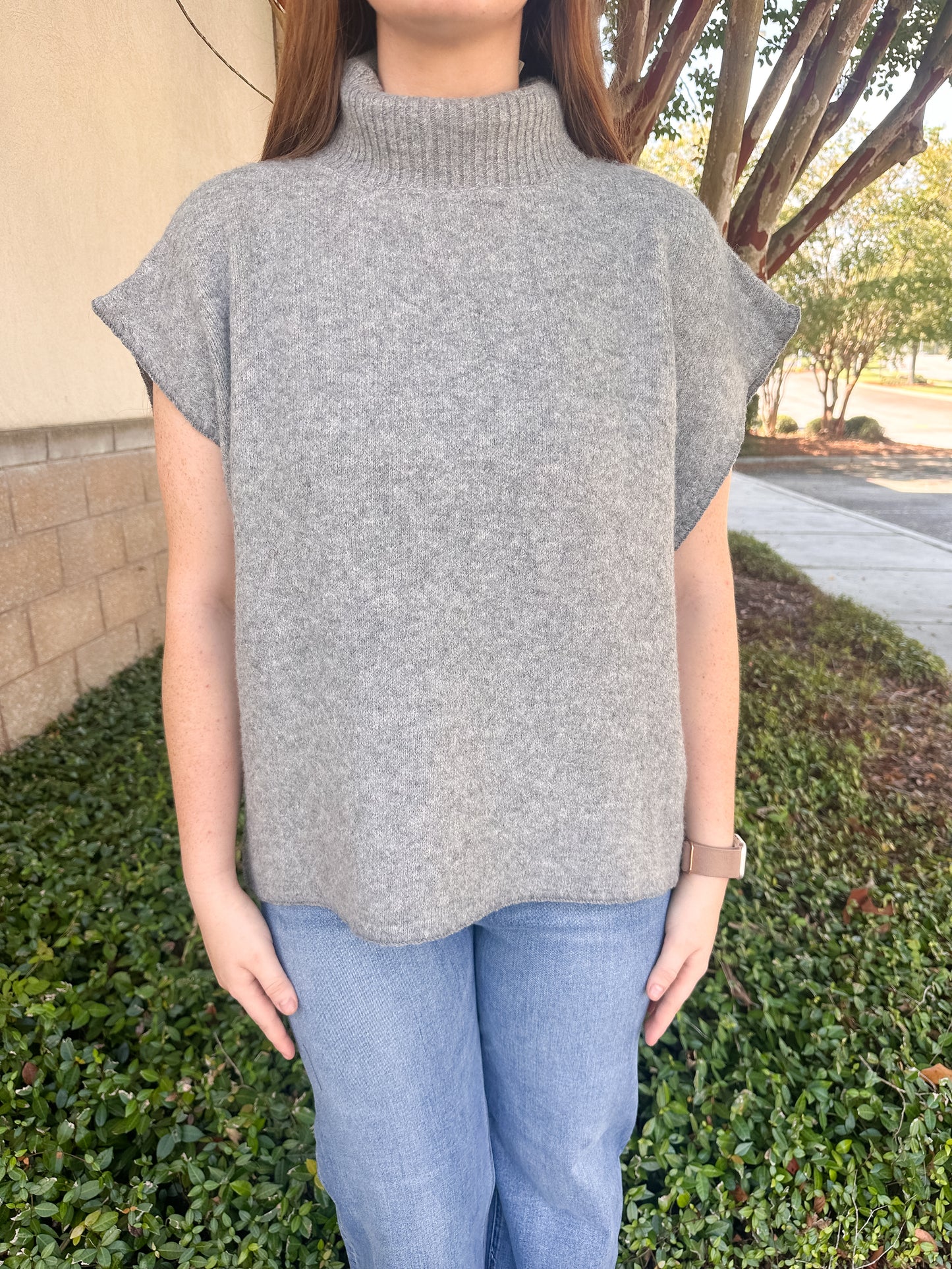 Kate Turtleneck Poncho - Heather Grey