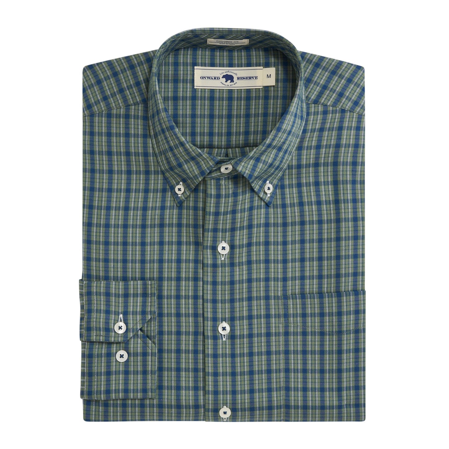 Onward Reserve Lockwood Tailored Fit Brushed Performance Twill Button Down - Hedge