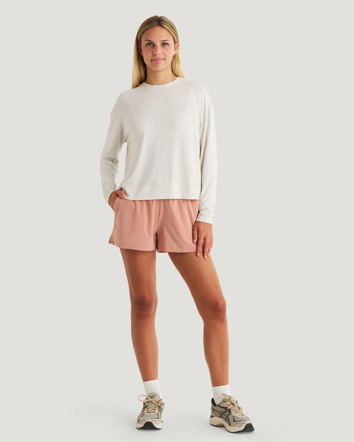 Free Fly Women’s Bamboo Shade Crossbody Long Sleeve - Off White Heather