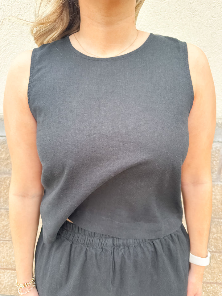 Sloane Linen Top - Black
