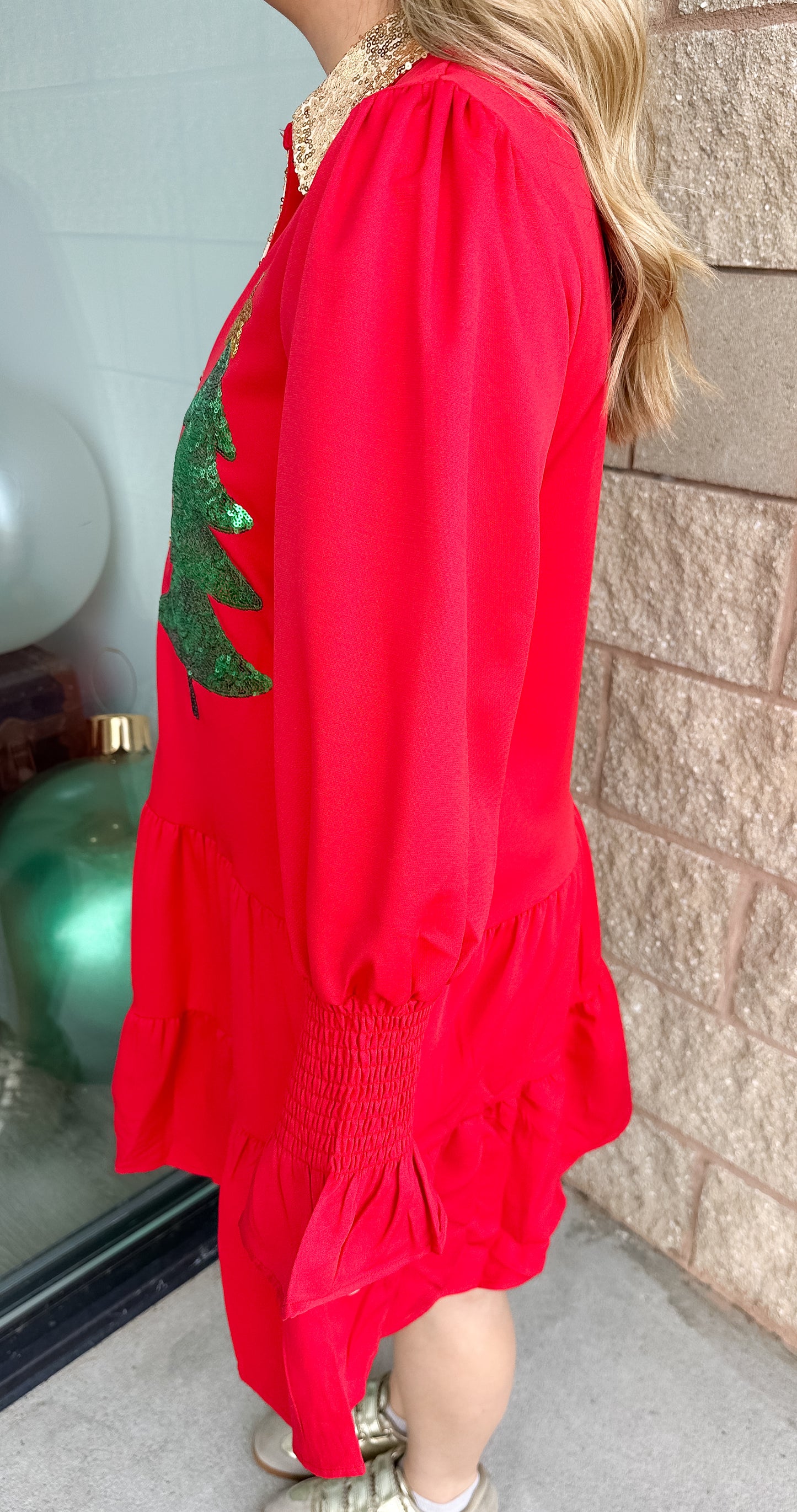JM Christmas Tree Button Down Dress