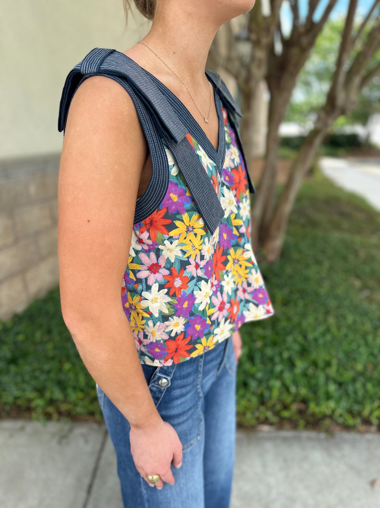 Bourbon Bloom Knit Tie Top