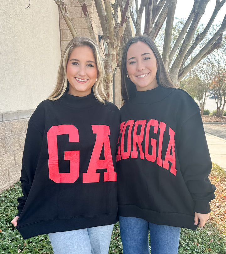 Georgia Reversible Mockneck Sweatshirt - Black