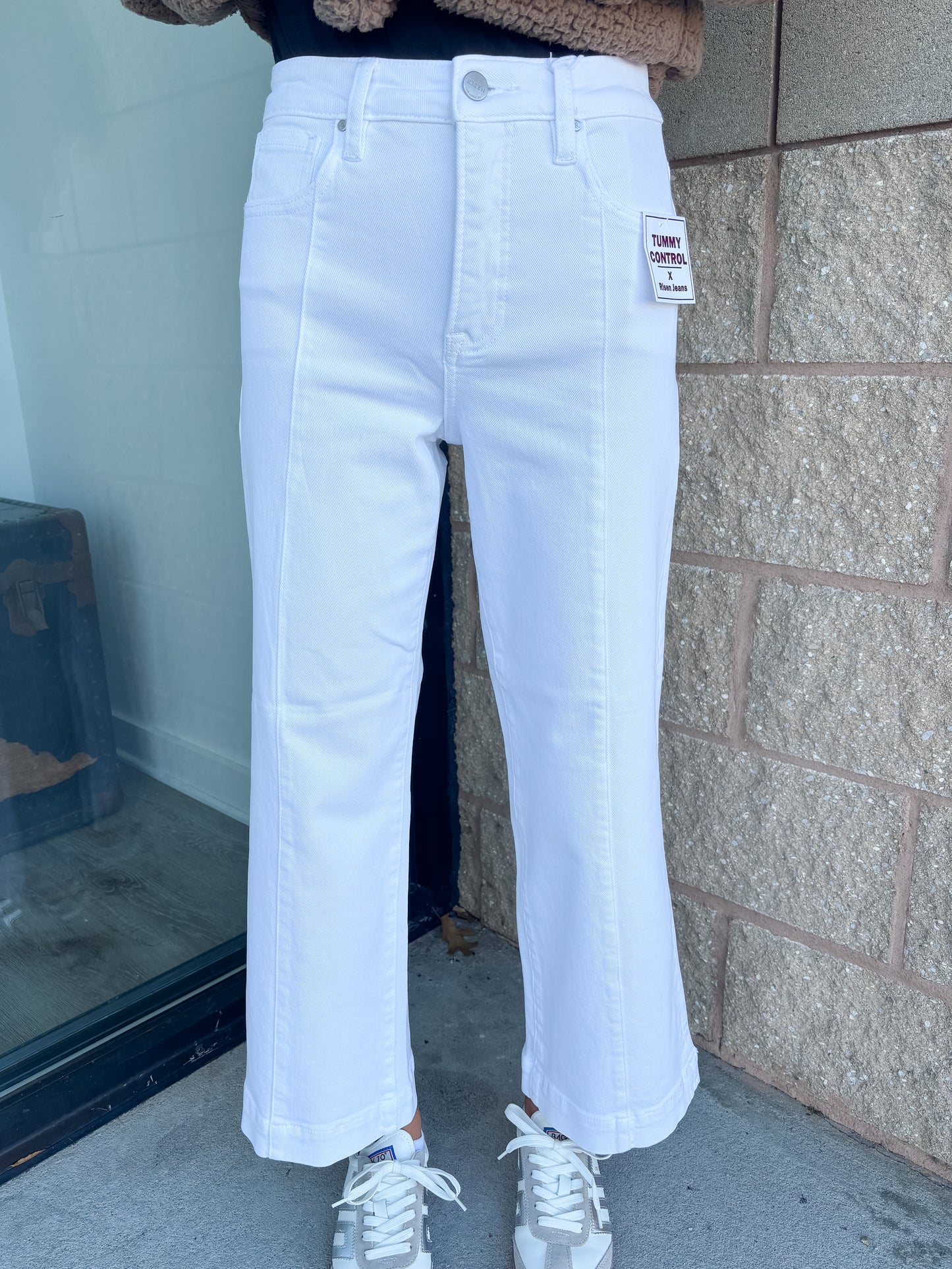 Jennifer High Rise Crop Wide Leg Jeans - White