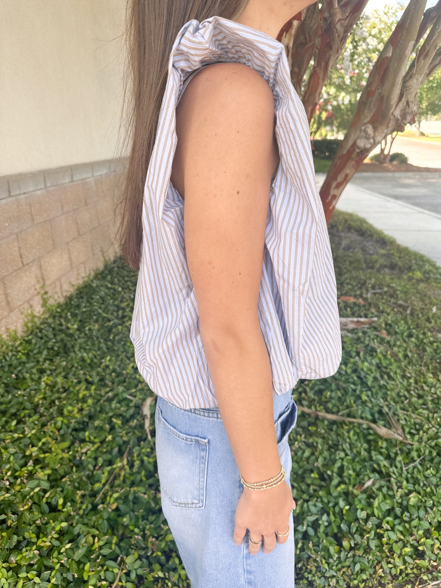 Francis Bubble Top - Blue & Beige