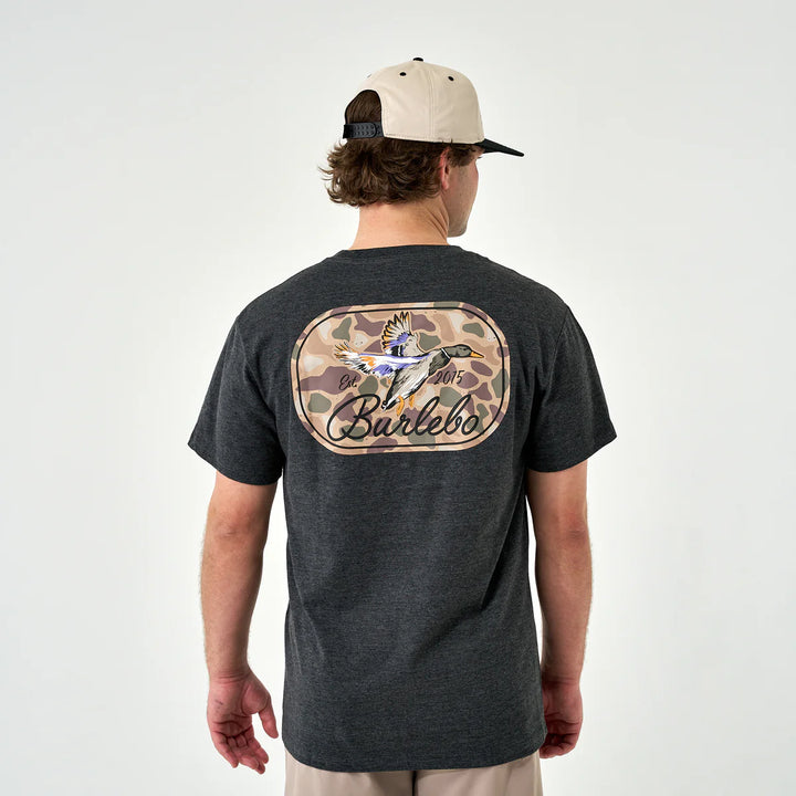 Burlebo Men’s Ducks Flying In Pocket T-Shirt - Heather Black