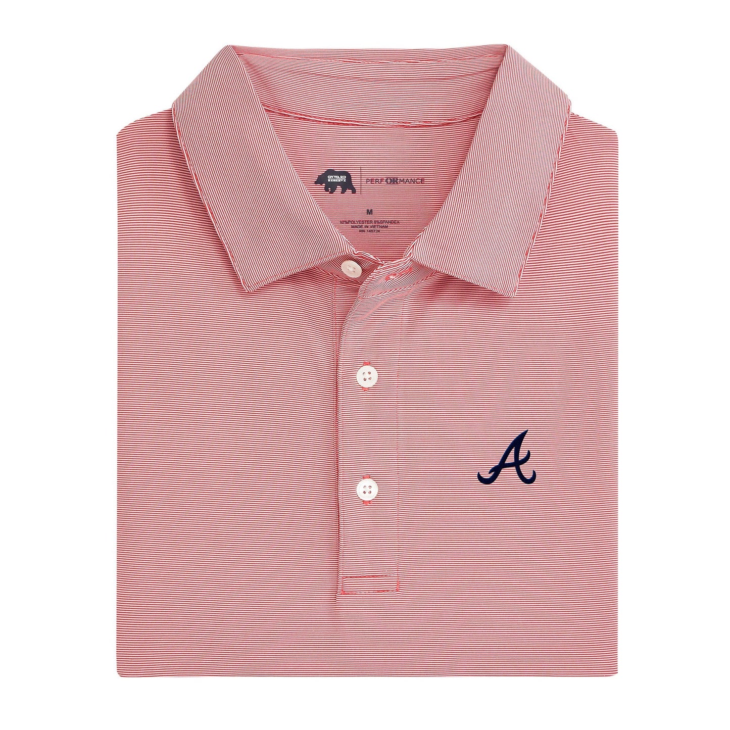 Onward Reserve Atlanta Braves Hairline Stripe Performance Polo - Red