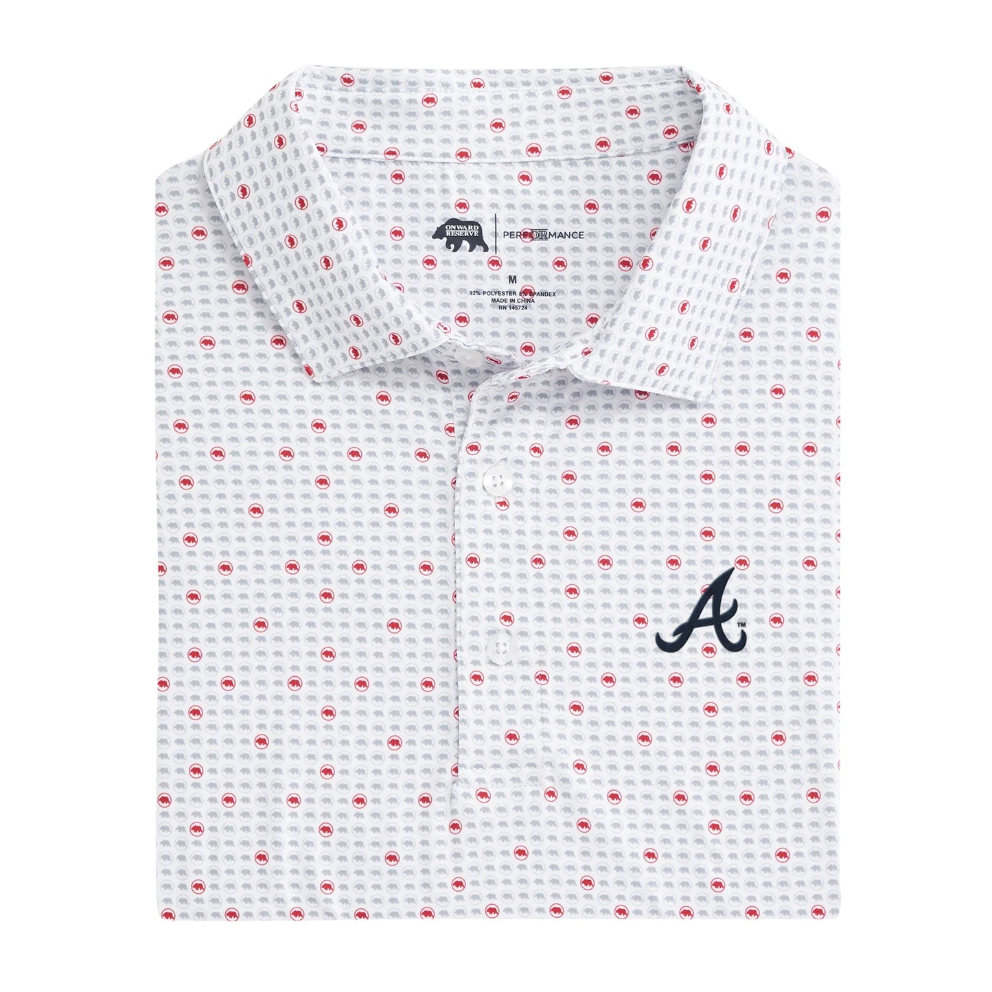 Onward Reserve Atlanta Braves Tour Logo Printed Performance Polo - Red