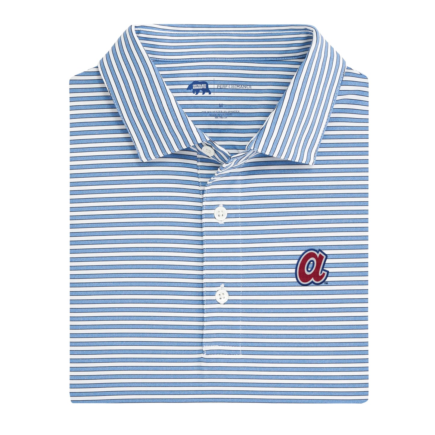 Onward Reserve Atlanta Braves Cooperstown Mulligan Stripe Performance Polo - Sky