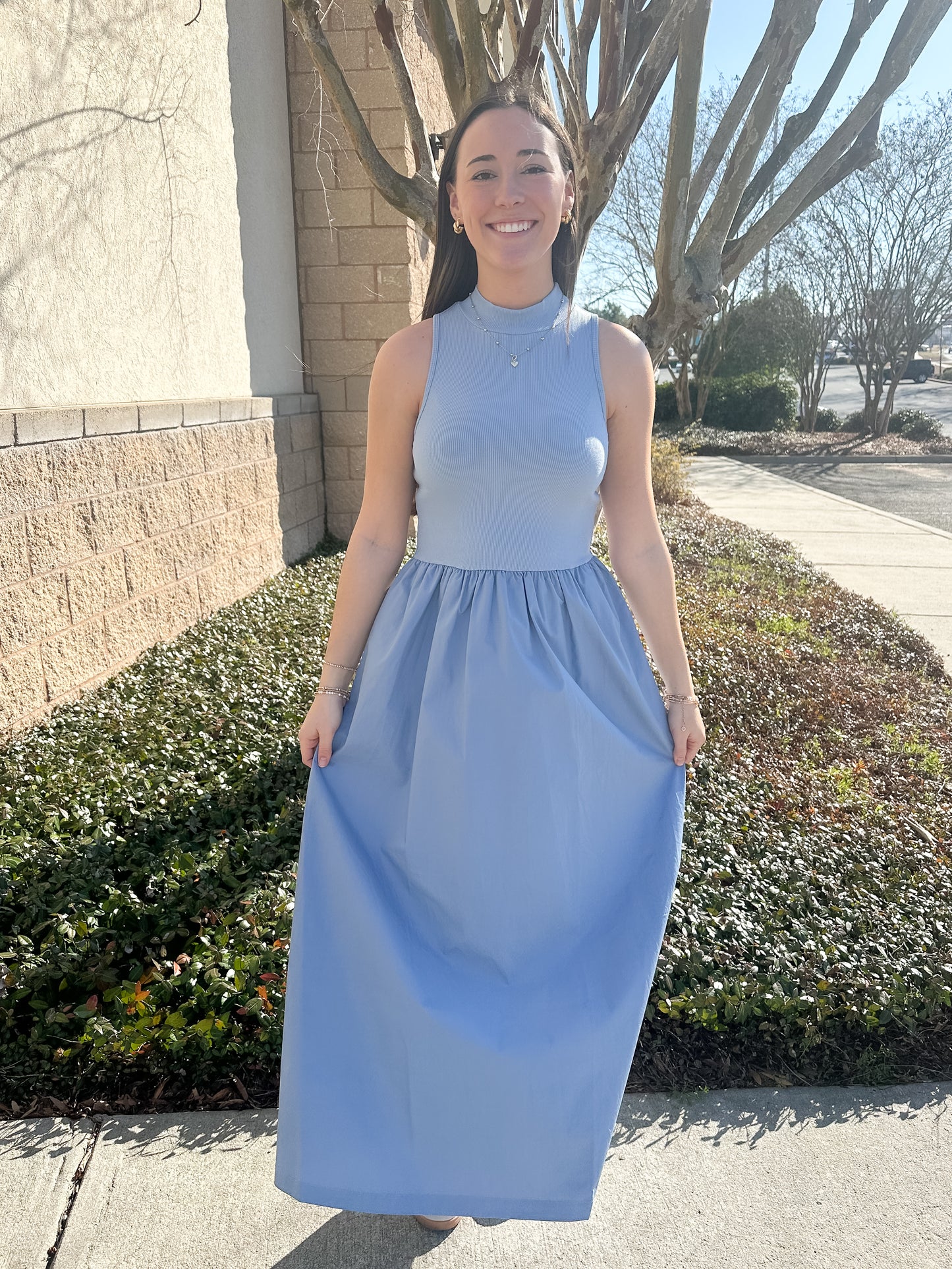 Megan Mock Maxi Dress - Blue