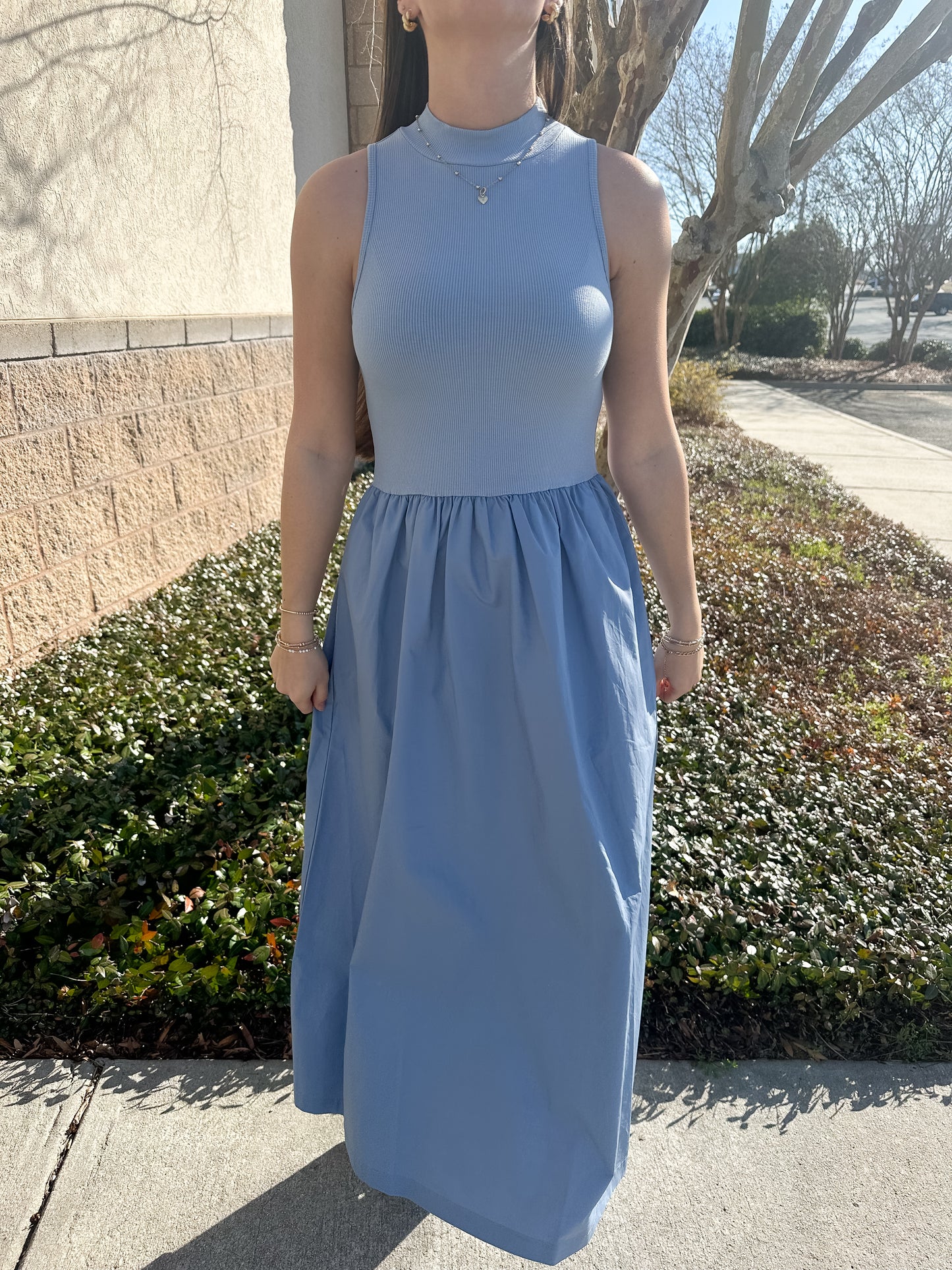 Megan Mock Maxi Dress - Blue