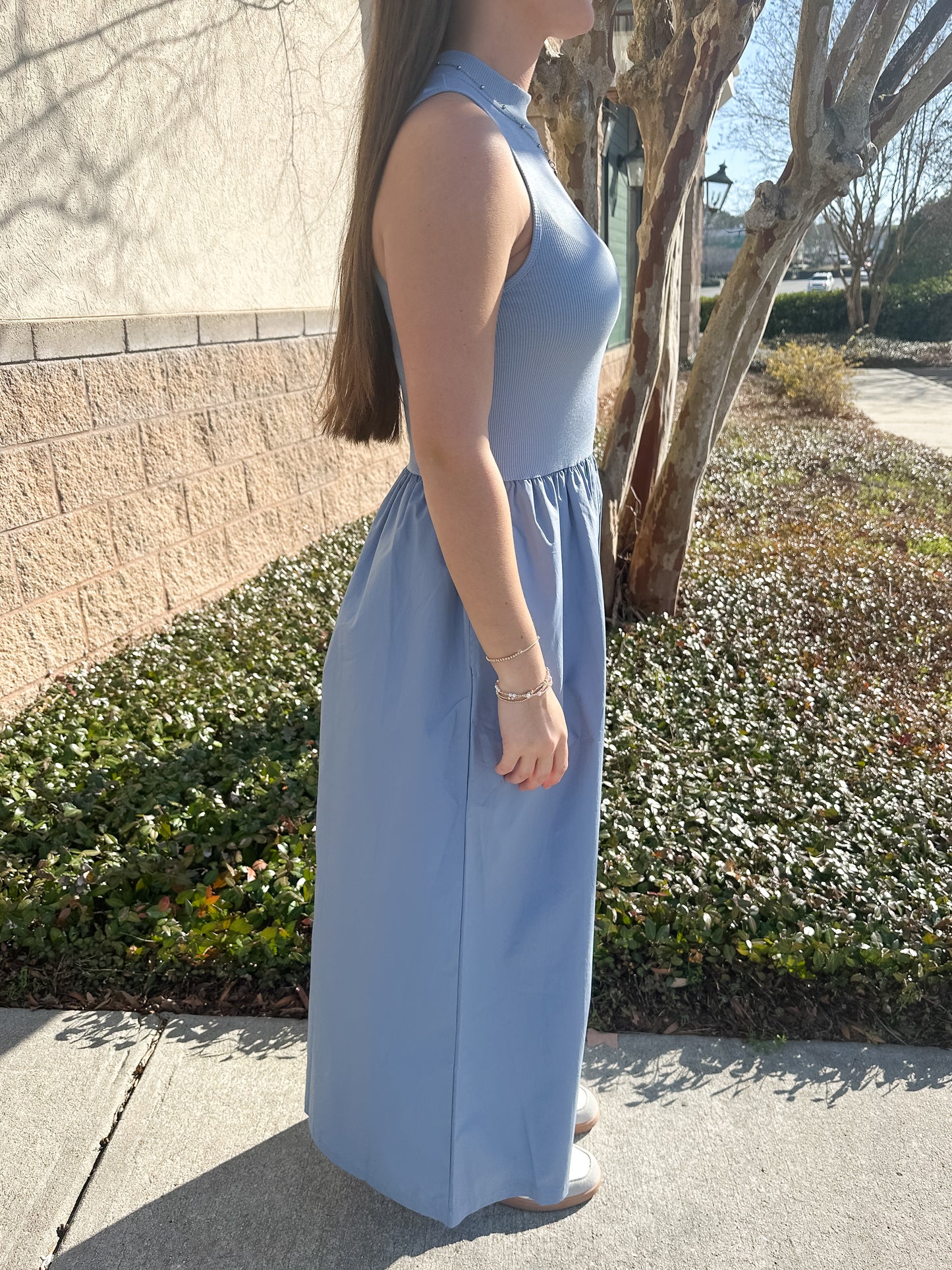 Megan Mock Maxi Dress - Blue