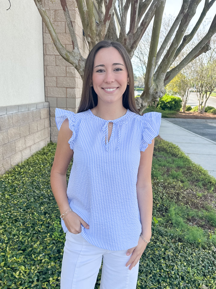 Lydia Top - Blue & White