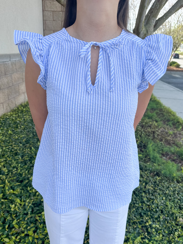 Lydia Top - Blue & White