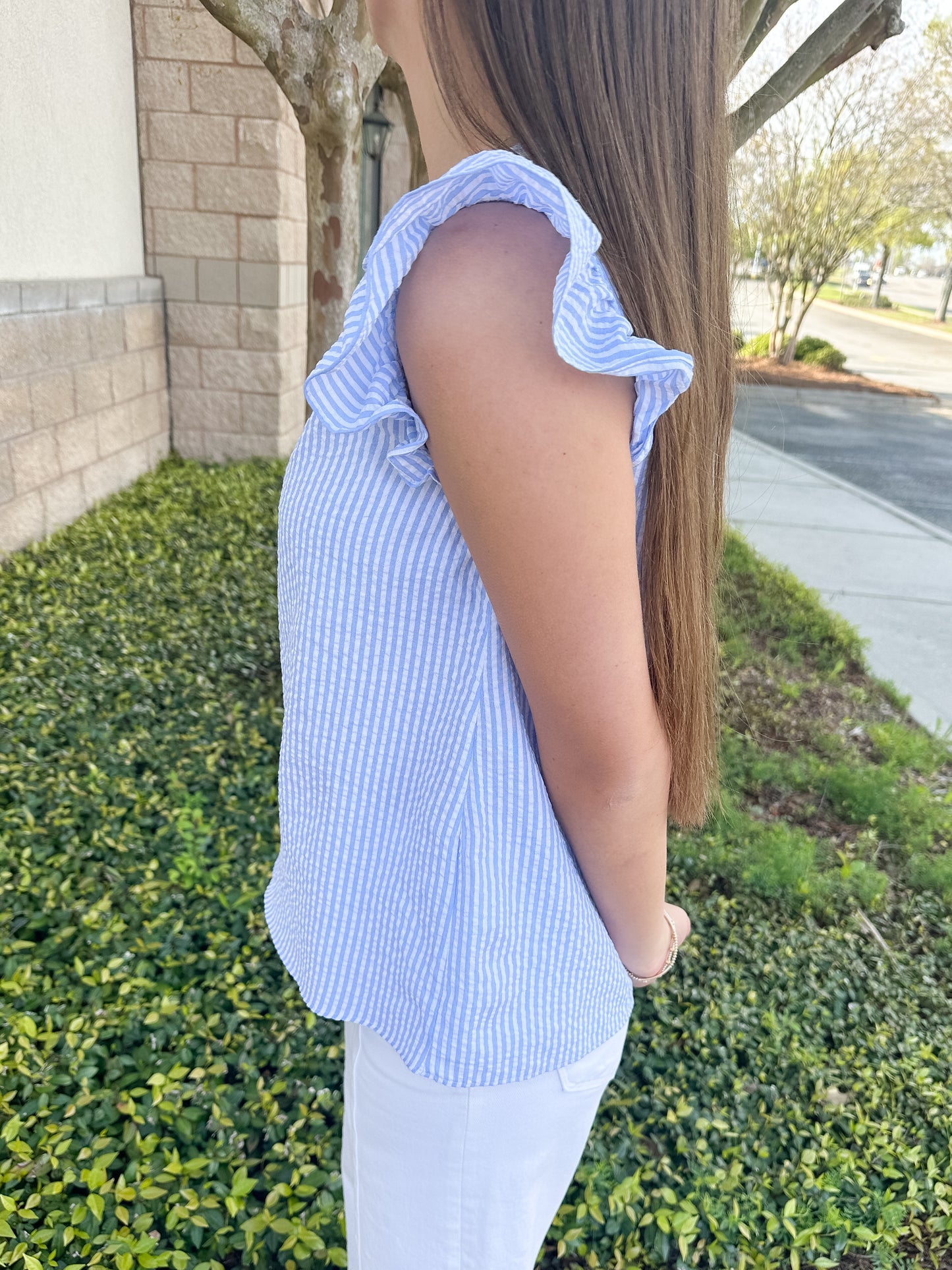 Lydia Top - Blue & White