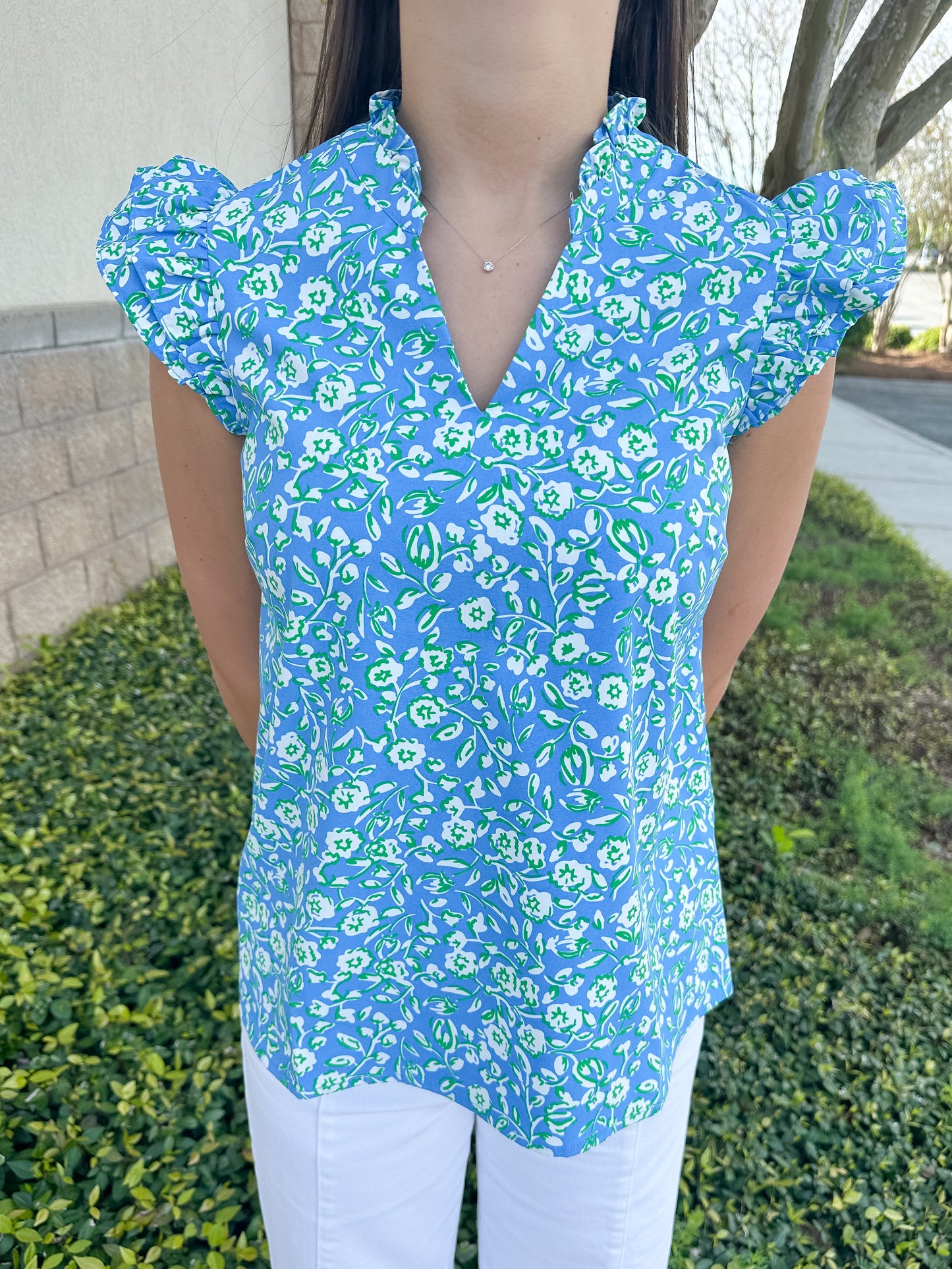 Leigh Top - Meadow Line Blue