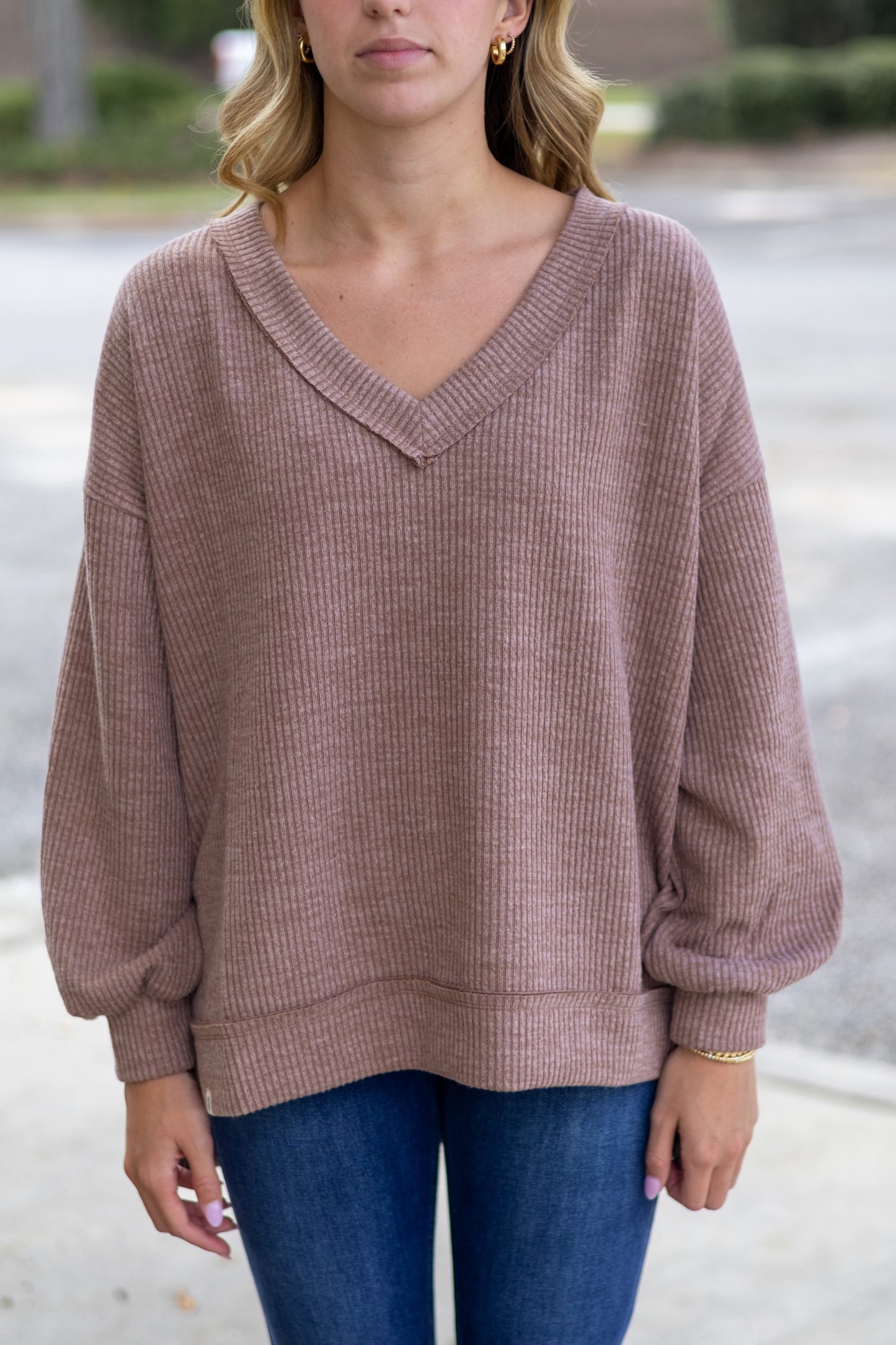 Knit V-Split Sweater