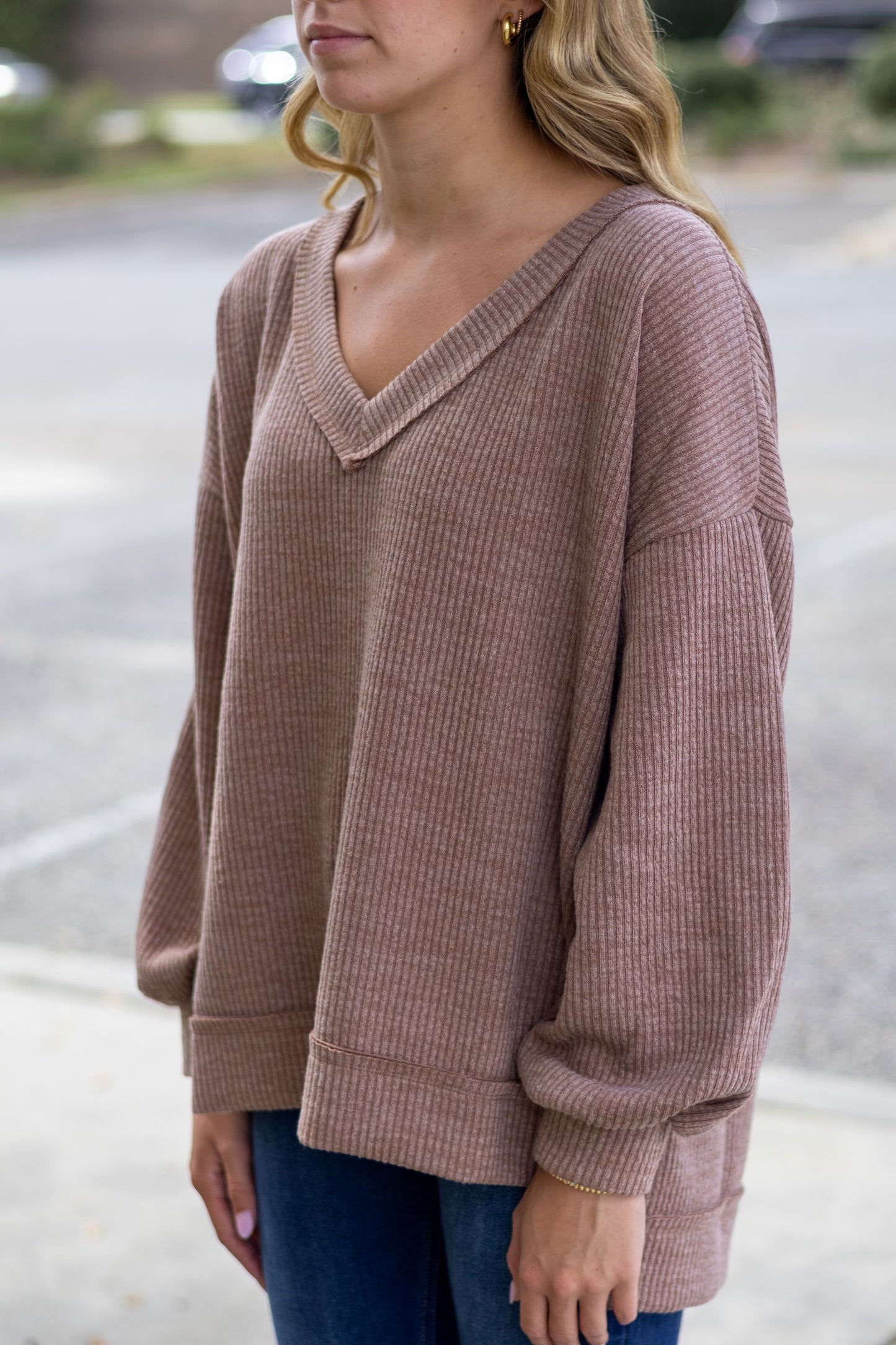 Knit V-Split Sweater