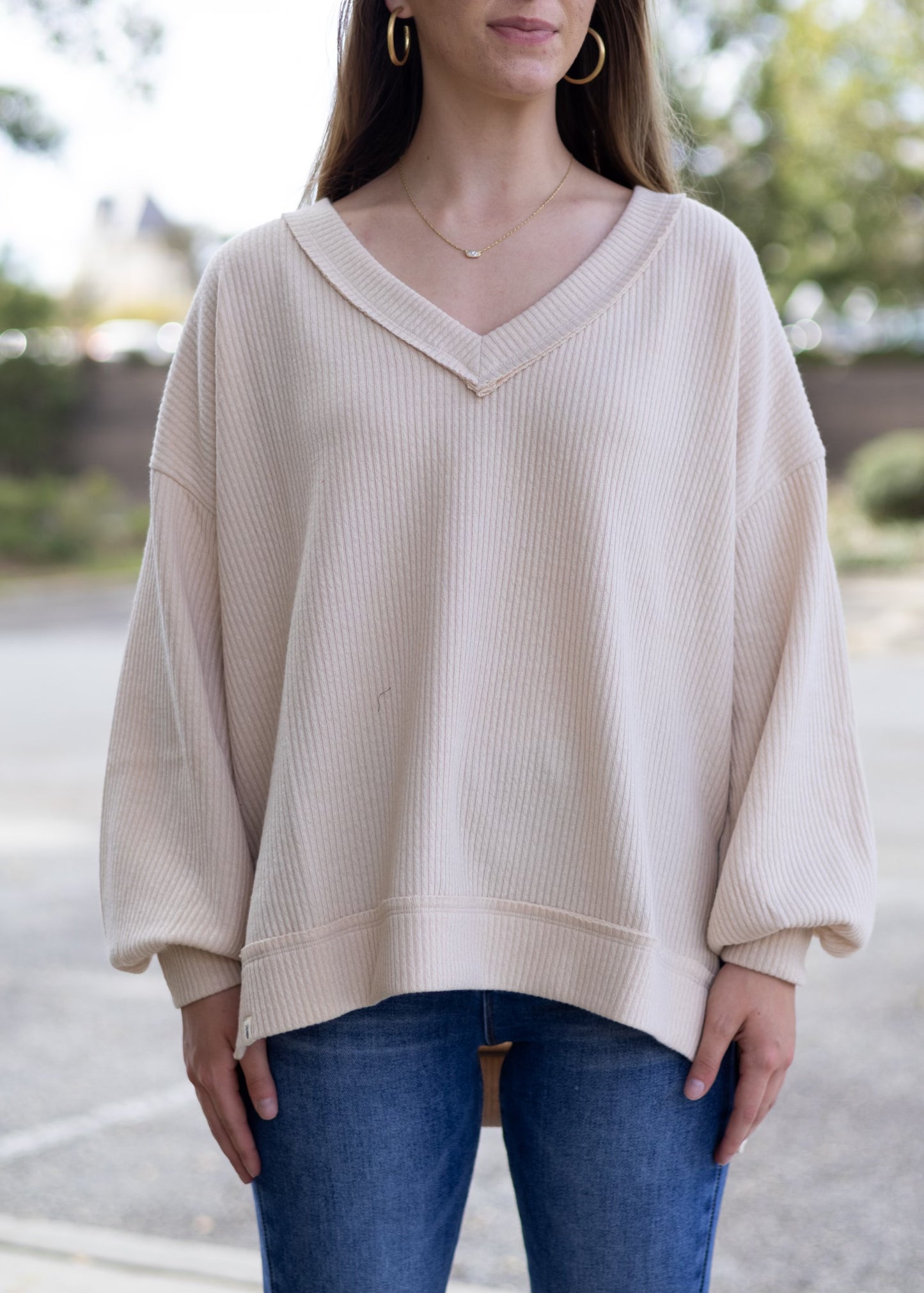 Knit V-Split Sweater