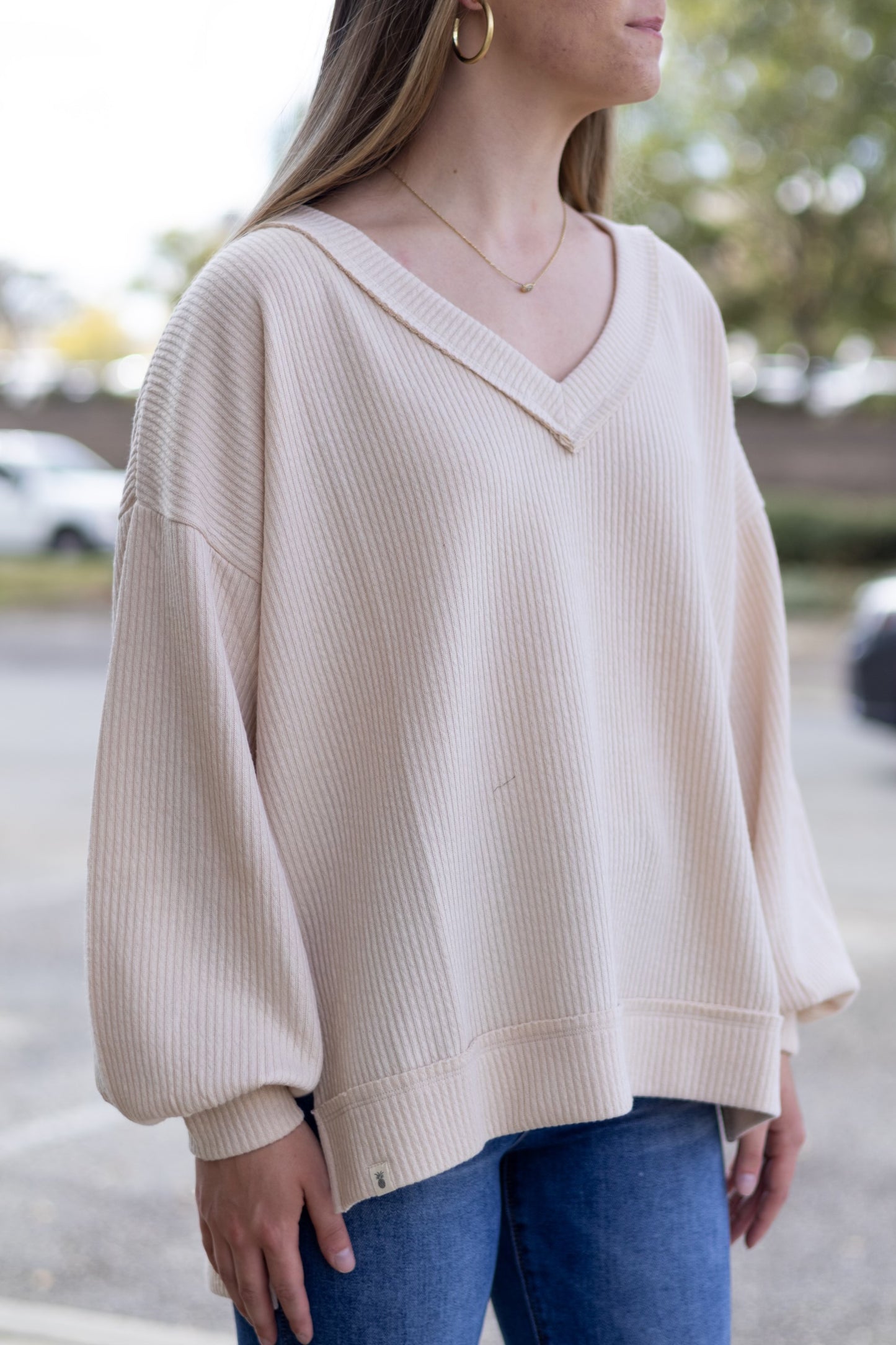 Knit V-Split Sweater