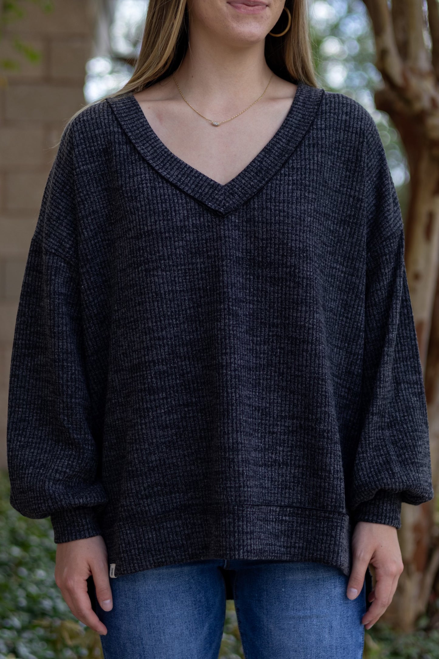 Knit V-Split Sweater