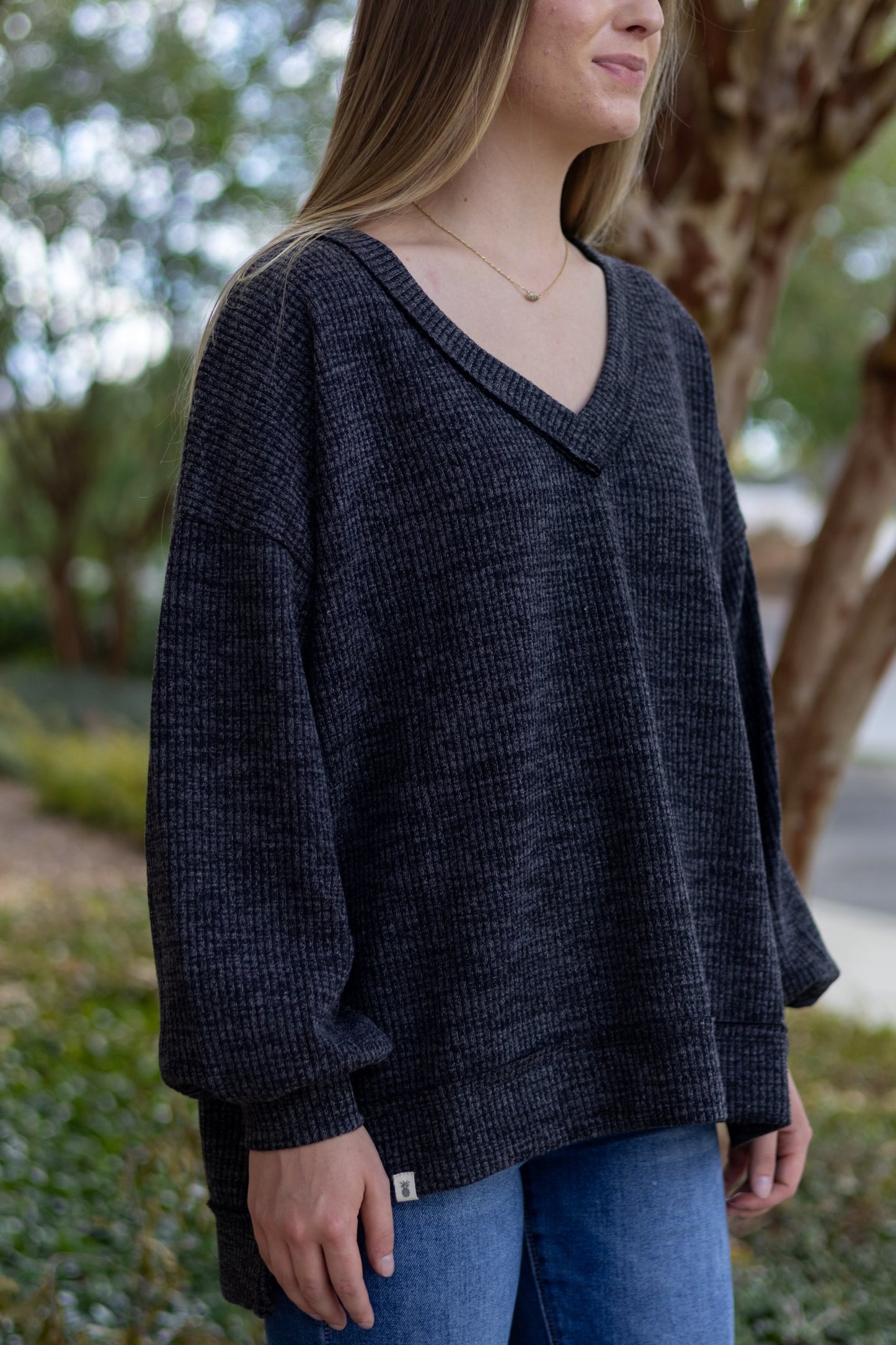 Knit V-Split Sweater