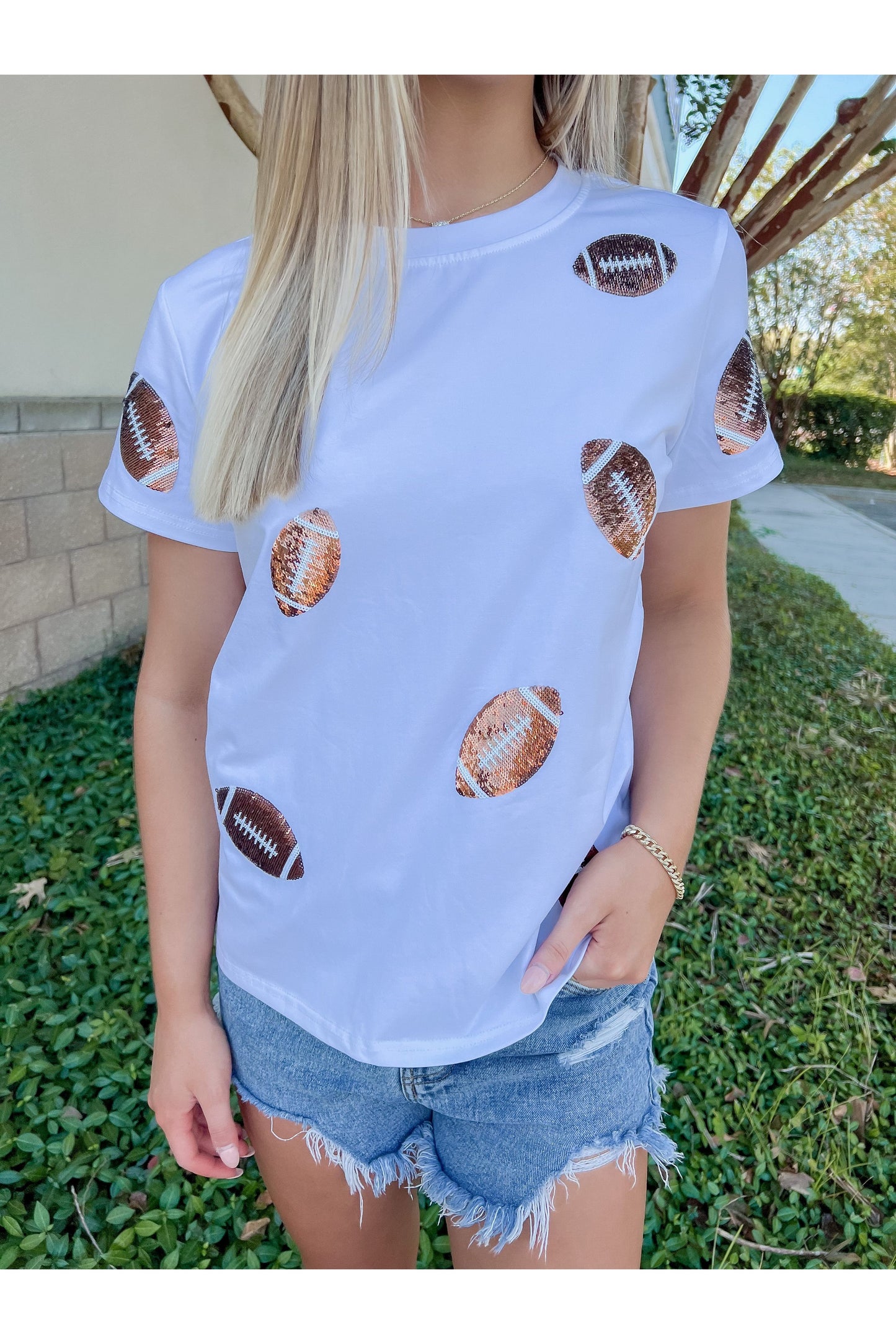 Flying Footballs Sequin Top