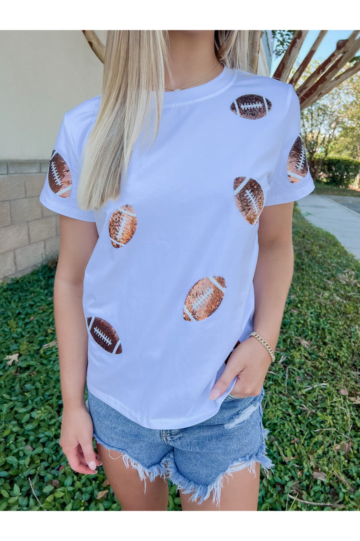 Flying Footballs Sequin Top