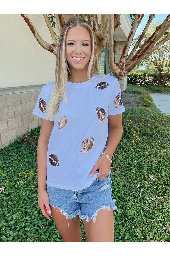 Flying Footballs Sequin Top