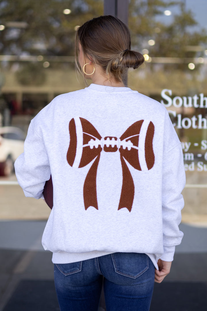 Football Bow Embroidered Sweatshirt