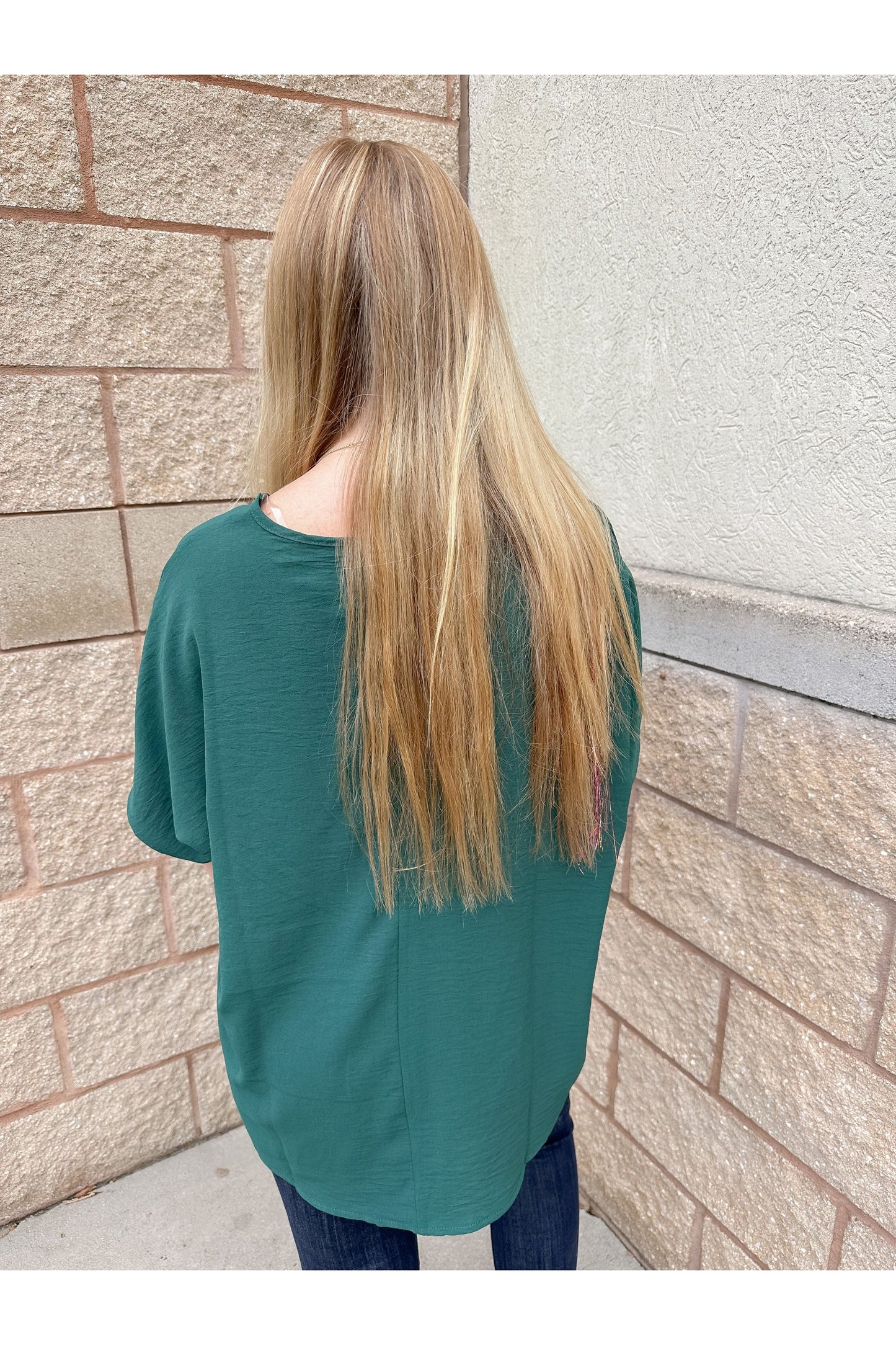 Best Basic V-Neck Blouse: Hunter Green