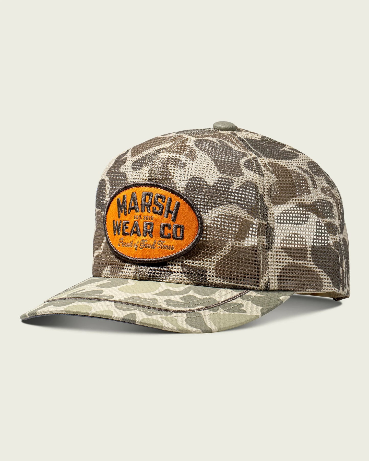 Marsh Wear Outpost Mech Trucker Hat - Khaki Mallard Camo