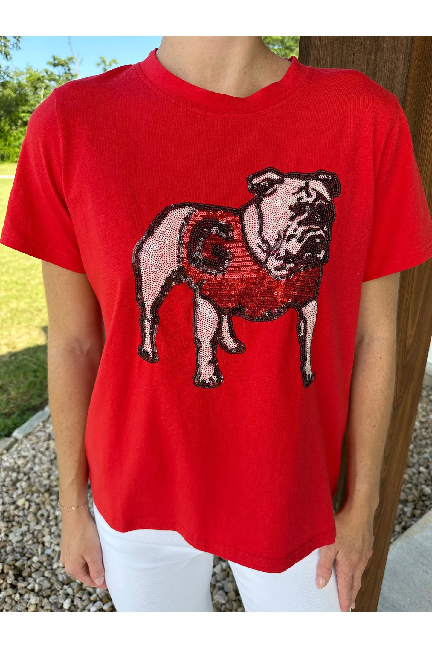 The Sequin Shirt, Standing Bulldog (Red)