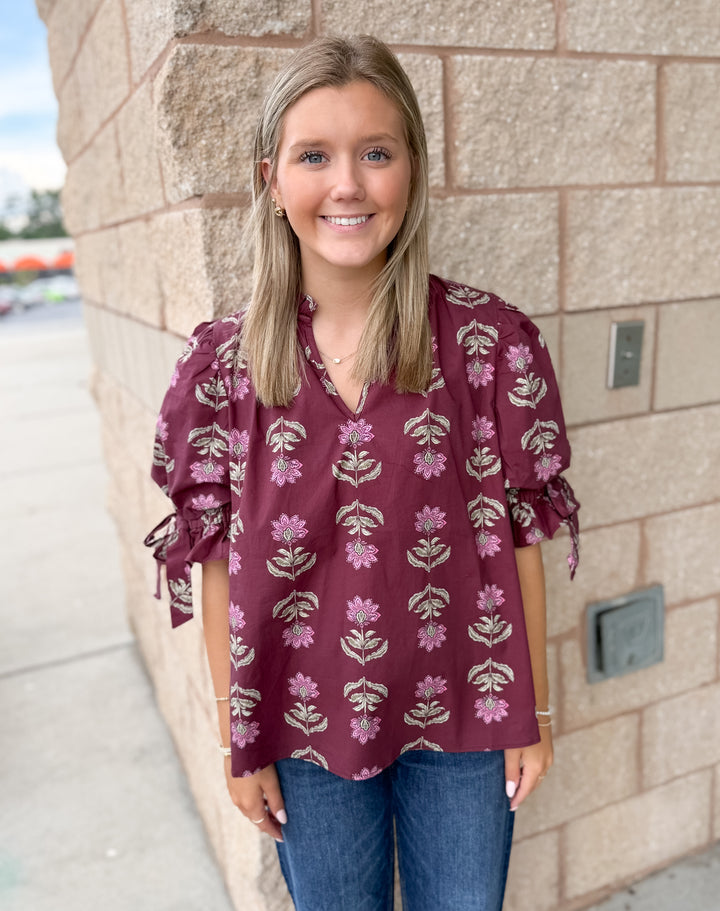 Brenda Burgundy Top