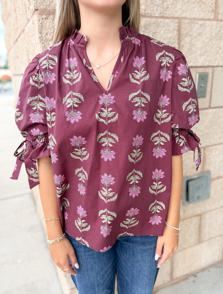 Brenda Burgundy Top