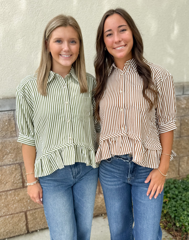 Striped Ruffle Top