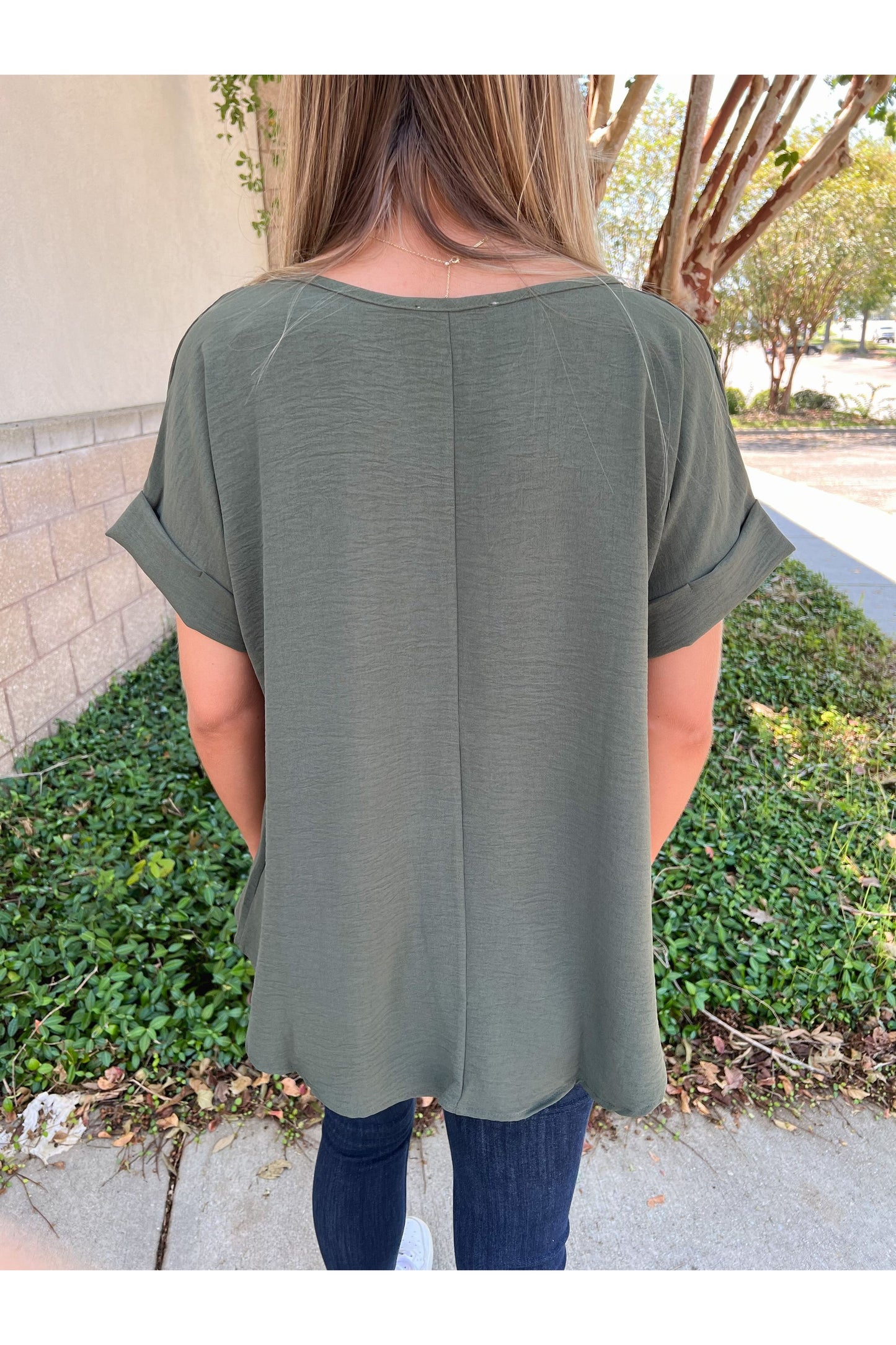 Best Basic Round Neck Blouse: Olive